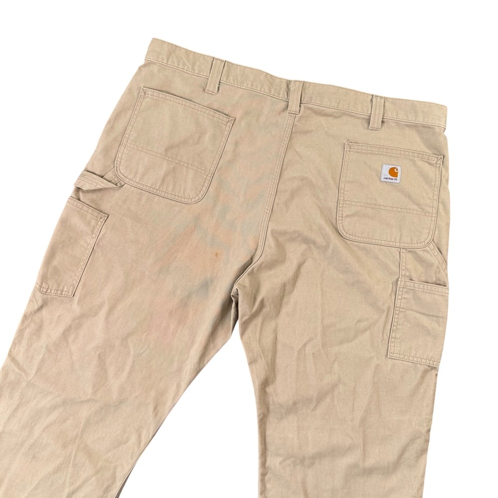 Carhartt Carpenter Pants Mens 42x31.5 Beige Utility Workwear‎ Relaxed Fit